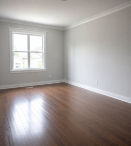 interior painting cleanup in York PA with spotless finished room and clean floors after professional painters