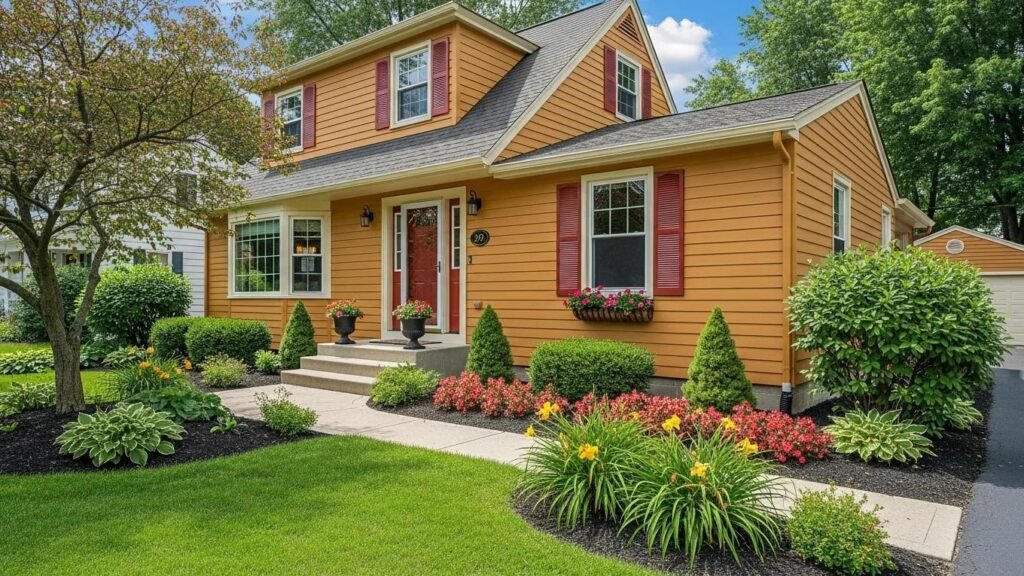 Beautifully painted home exterior in Lancaster PA showcasing vibrant siding and trim