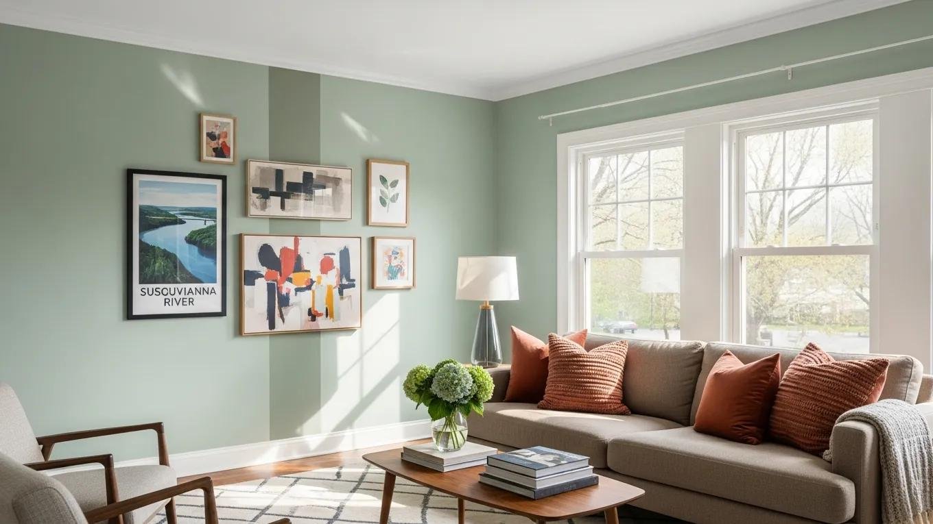 Beautifully painted interior living room in Harrisburg showcasing various paint finishes