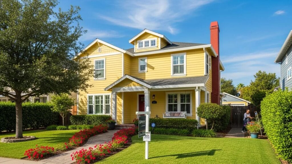 Beautifully painted suburban home exterior showcasing the importance of painting in real estate