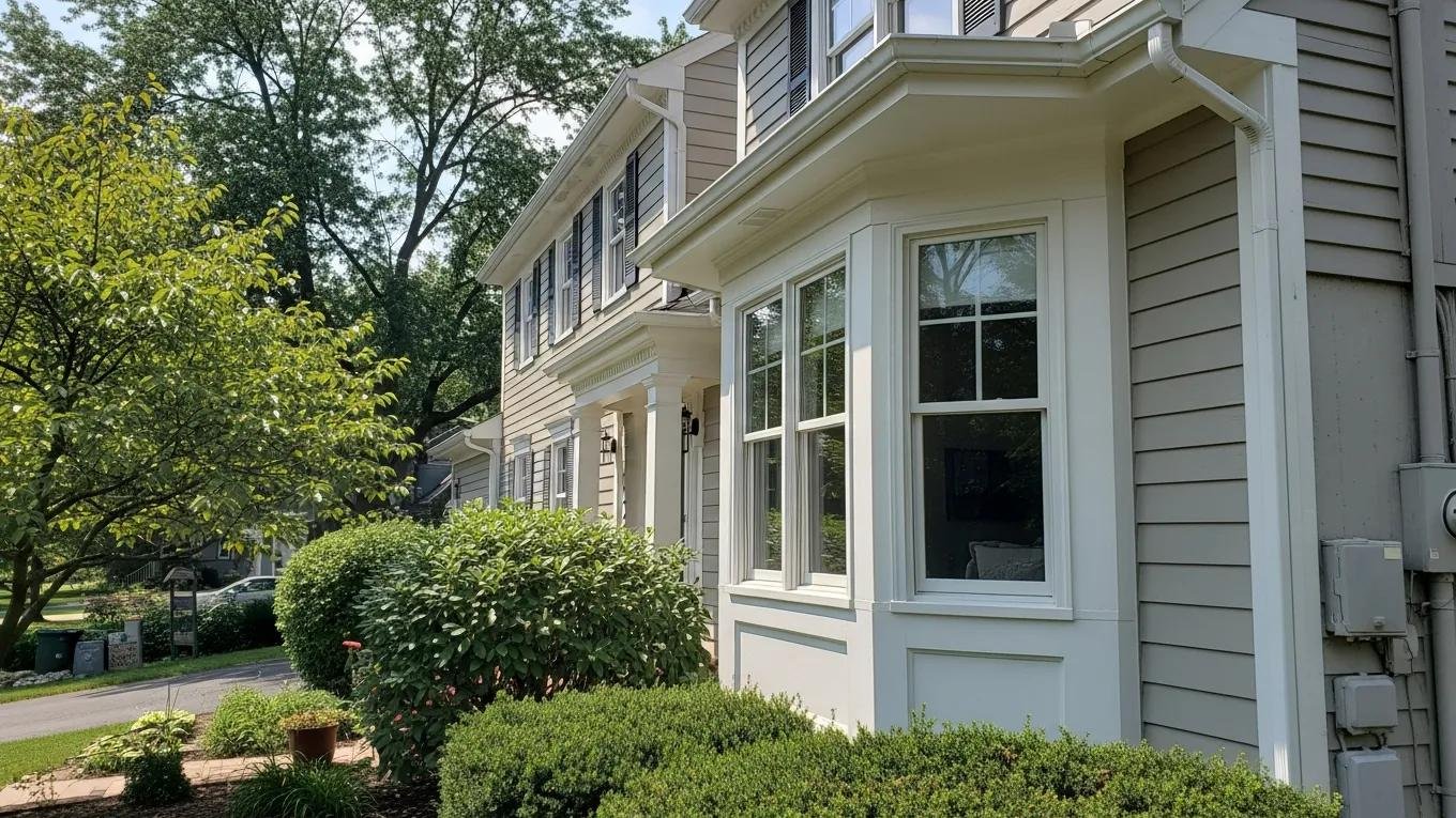 Freshly painted suburban home in York, PA, highlighting quality exterior paint and architectural details