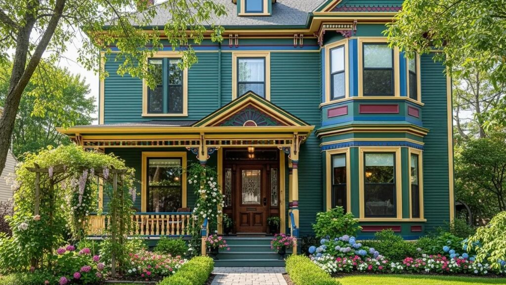 Historic home with period-appropriate paint colors showcasing architectural beauty