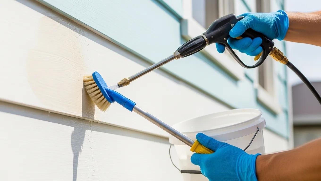 Homeowner cleaning a painted surface, demonstrating maintenance practices for paint longevity