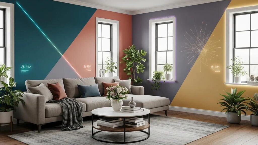Modern living room with smart and functional paints enhancing aesthetic appeal and comfort