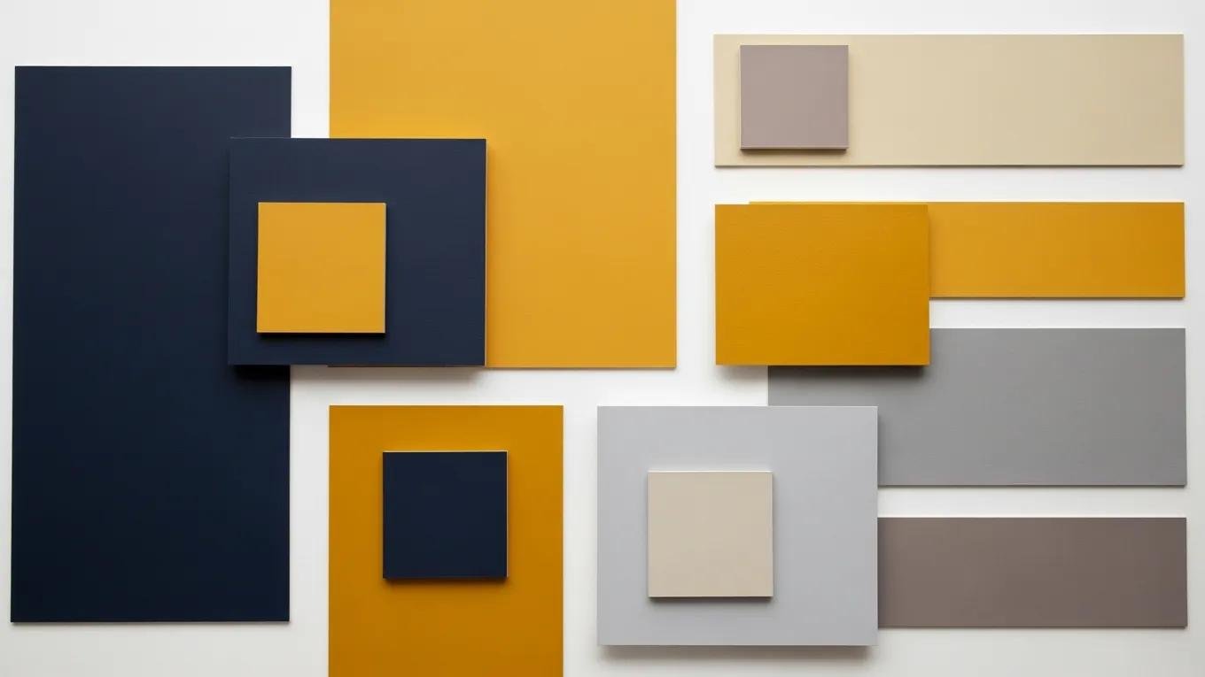 Paint swatches displaying bold and neutral color combinations for accent walls