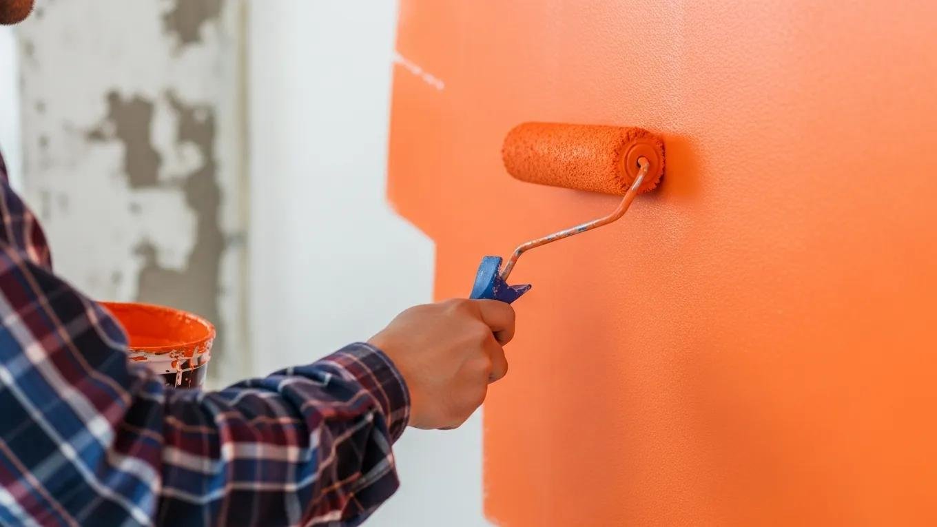Professional painter applying high-quality paint to a wall, highlighting performance and quality