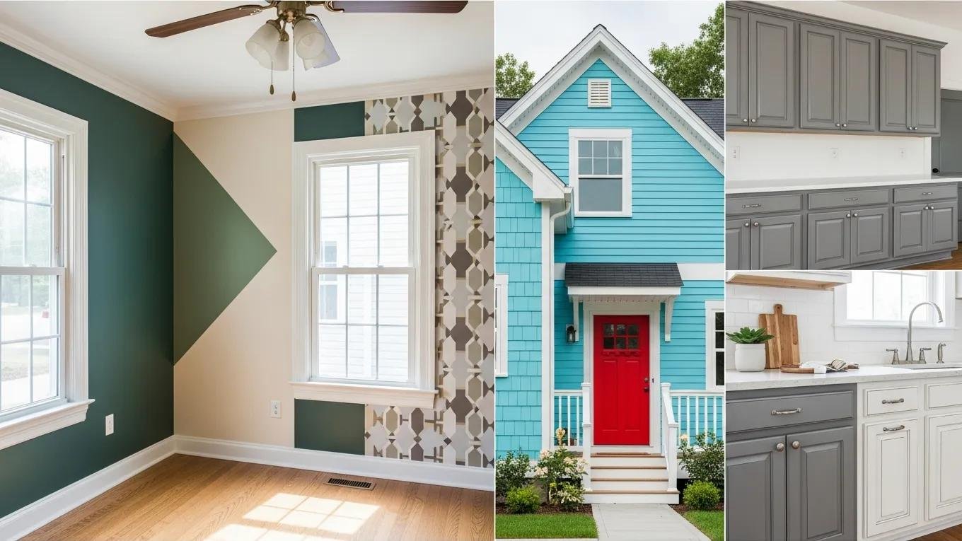 Diverse residential painting options including interior, exterior, and cabinet painting